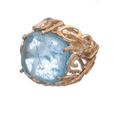 Кольцо Estrosia, с кристаллом, ES-ANM56 аквамариновый, 17,5