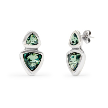 Серьги UNOde50 Ser Camaleonica с зелеными кристаллами, с серебром PEN0982VRDMTL0U