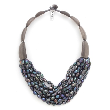 Колье Nature Bijoux, Pebble Beach, жемчуг и эбеновое дерево, NB25.2-15-43610 серый