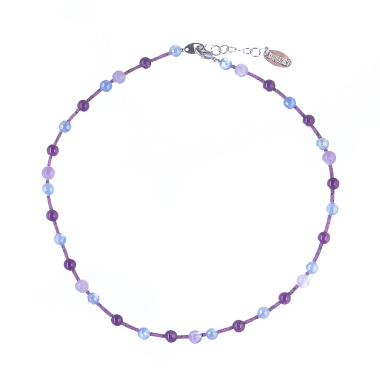 Колье Lanzerotti, Pervinca, фосфосидерит, агат, аметист, чароит, LZ-22.05-110 фиолетовый