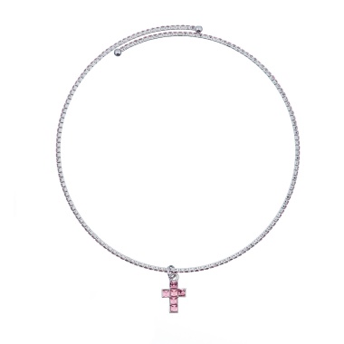 Колье Moon Paris, Ringo Queen, гривна, с крестом и кристаллами, MRQ-23.12-059 розовый