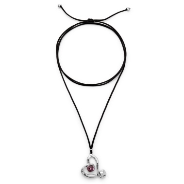 Ожерелье UNOde50 Ser Expresiva с розовым кристаллом, с серебром на текстильном шнурке COL2012RSAMTL0U