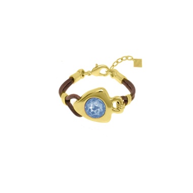 Браслет VIDDA, Fire, кожаный, с кристаллом Swarovski, VD25.2-02343 голубой