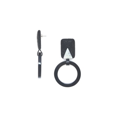 Серьги Nature Bijoux, Volcan, перламутр, вулканическая лава, рог, NB25.2-12-90351 черный