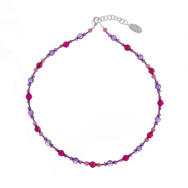 Колье Lanzerotti, Monroe, аметист, тигровый глаз, агат, турмалин, LZ-23.07-288 фиолетовый