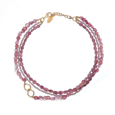 Колье Lanzerotti, Alhambra, тройное, кварц, турмалин, циркон, LZ-25.04-112 розовый