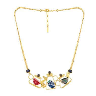 Колье TARATATA, Cannelle, с цветной смолой и стеклянными бусинами, TT-E24-01101-20M золотистый