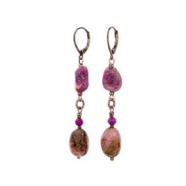 Серьги Lanzerotti, Elisir, с турмалином и рубином, LZ-25.10-314 розовый