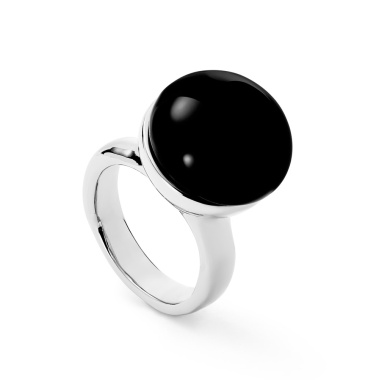 Кольцо UNOde50 Ser Fascinante с черным муранским стеклом, с серебром ANI0845NGRMTL18