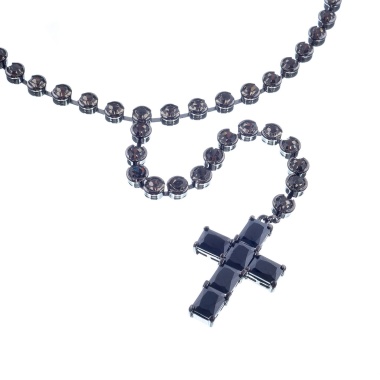 Колье Moon Paris, Ringo Queen, с крестом и кристаллами, MRQ-23.12-049 черный