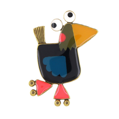 Брошь TARATATA, Roule ma poule, с цветной смолой и росписью, TT-T26-08213-30M черный