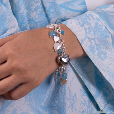 Браслет Lanzerotti, Marino, с агатом, жемчугом и кошачьим глазом, LZ-25.06-183 голубой