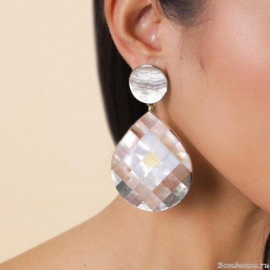 Серьги Nature Bijoux, San Lazzaro, с перламутровой мозайкой, NB25.2-12-90293 серый