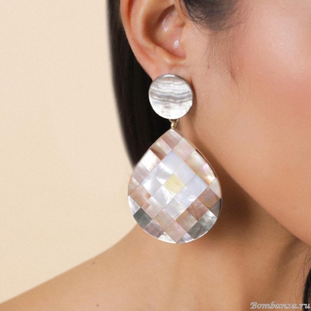 Серьги Nature Bijoux, San Lazzaro, с перламутровой мозайкой, NB25.2-12-90293 серый