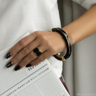 Браслет Francesca Bianchi, кафф, с эмалью, FB25.2-BF6 черный, 6см