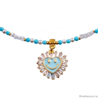 Колье Lanzerotti, Marino, магнезит, жемчуг, шпинель, кристаллы, LZ-25.06-166 голубой