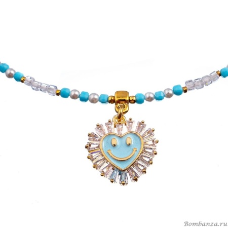 Колье Lanzerotti, Marino, магнезит, жемчуг, шпинель, кристаллы, LZ-25.06-166 голубой