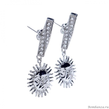 Серьги Moon Paris, Ringo, с кристаллами, подвеска солнце, MR-21.04-025 серебристый Серьги Moon Paris, Ringo, с кристаллами, подвеска солнце, MR-21.04-025 серебристый