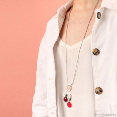 Колье TARATATA, Cocoon, с цветной смолой и стеклянной бусиной, TT-E25-03106-103 красный