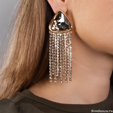 Серьги Moon Paris, с кристаллами, Mo-Y25.02-006 золотистый