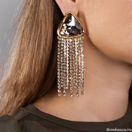 Серьги Moon Paris, с кристаллами, Mo-Y25.02-006 золотистый