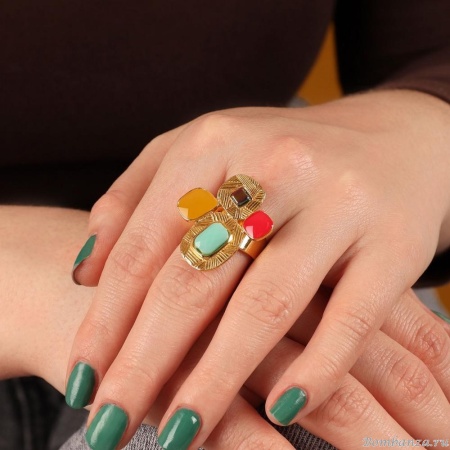 Кольцо TARATATA, Joyeuse, разъемное,со смолой,стеклянными бусинами, TT-H24-11420-20M золотистый