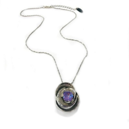 Колье Catherine Bijoux, Abstract shell, с кристаллом, CB25.1-5381AS фиолетовый
