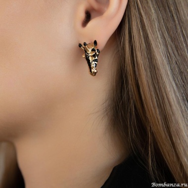 Серьги Polina Firenze, жираф с эмалью, PF25.2-OR4296 золотистый