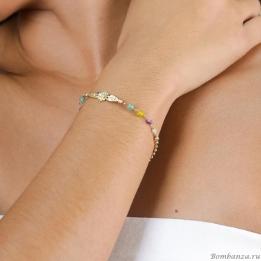 Браслет Franck Herval, Celinda, авантюрин, бусины, Swarovski, эмаль, FH25.2-13-73041 зеленый