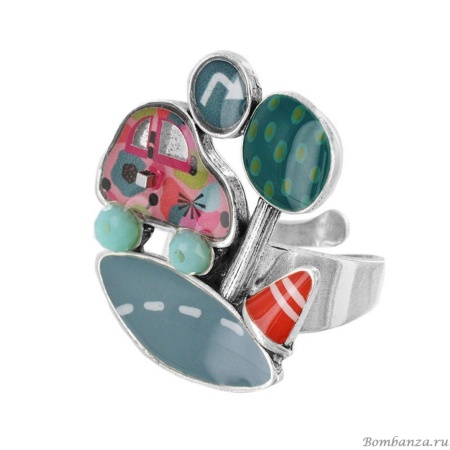 Кольцо TARATATA, Mille Bornes, со стеклянными бусинами и цветной смолой, TT-H22-06414-10M серебристый