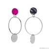 Серьги Nuance, асимметричные, с кольцом и диском, NFN-24.04-061 серебристый