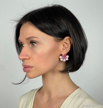 Серьги Moon Paris, Ringo Queen, с цветными кристаллами, MRQ-23.12-090 розовый Серьги Moon Paris, Ringo Queen, с цветными кристаллами, MRQ-23.12-090 розовый