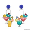 Серьги TARATATA, Cocktail, асимметричные,с цветной смолой,бусинами, TT-E24-05946-10M серебристый Серьги TARATATA, Cocktail, асимметричные,с цветной смолой,бусинами, TT-E24-05946-10M серебристый