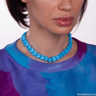 Колье Moon Paris, Valentine, с акриловыми сердцами, MVL-22.12-001 голубой Колье Moon Paris, Valentine, с акриловыми сердцами, MVL-22.12-001 голубой