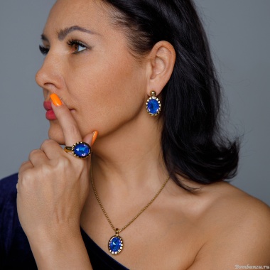 Колье Qudo, TIVOLA UNICA big (G/P) Royal blue delite 3cm, 420684 Колье Qudo, TIVOLA UNICA big (G/P) Royal blue delite 3cm, 420684