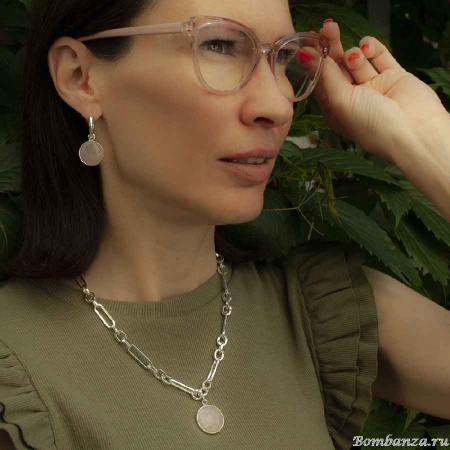 Серьги Fiore Luna, ROSE QUARTZ