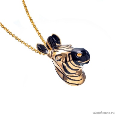 Колье Polina Firenze, зебра с кристаллами и эмалью, PF25.2-PE4290 золотистый