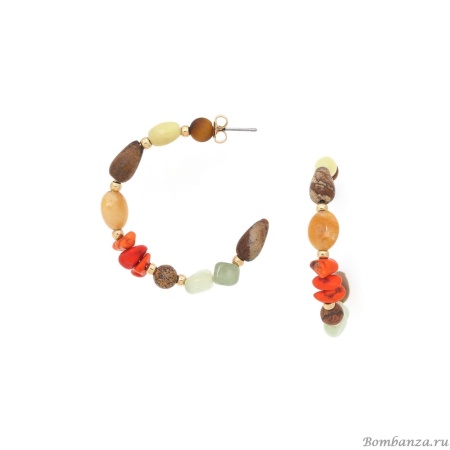 Серьги Nature Bijoux, Tivoli, яшма, говлит, жадеит, тигровый глаз, NB25.2-12-90226 оранжевый