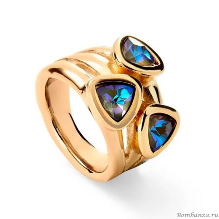 Кольцо UNOde50 Ser Camaleonica с кристаллами-хамелеонами, с золотом ANI0849MCLORO18