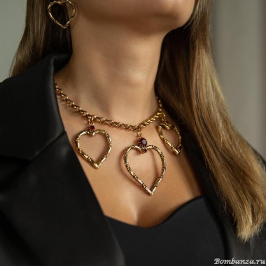 Колье Celeste G, с сердцами и кристаллами Swarovski, CS25.1-2041 красный