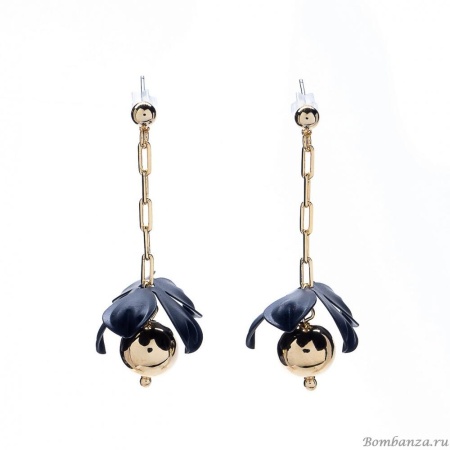 Серьги Moon Paris, Ringo, с цветком, MR-21.11-279 черный