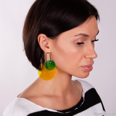 Серьги Moon Paris, Ultra, асимметрия, с дисками разных форм, MU-23.04-007 зеленый Серьги Moon Paris, Ultra, асимметрия, с дисками разных форм, MU-23.04-007 зеленый