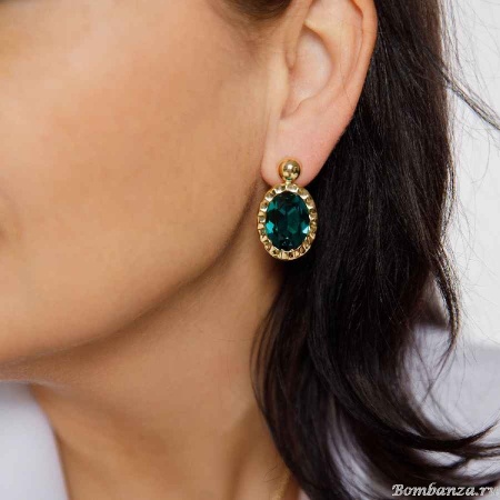 Серьги Qudo, TIVOLA UNICA big (G/P) Emerald 2,65cm, 332049 Серьги Qudo, TIVOLA UNICA big (G/P) Emerald 2,65cm, 332049