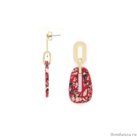 Серьги Nature Bijoux, Sicilia, с далматинской яшмой в смоле, NB25.2-12-90362 красный