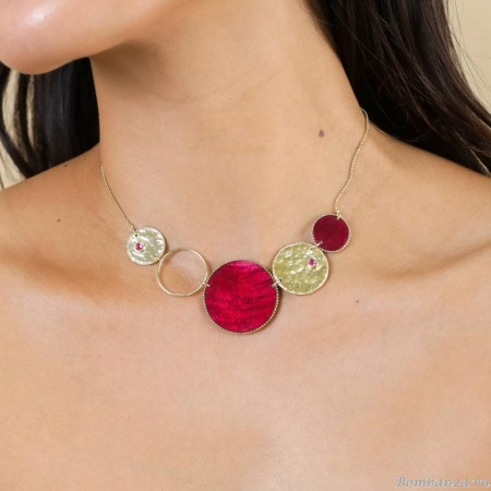 Колье Franck Herval, Marly, с ракушками Capiz в смоле, Swarovski, FH25.2-15-64431 бордовый