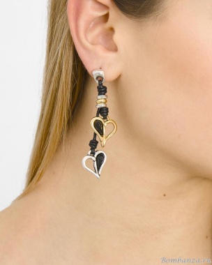 Серьги Tra-la-ra, Pasion, с сердцами и кожей, TLR24-241P106 черный