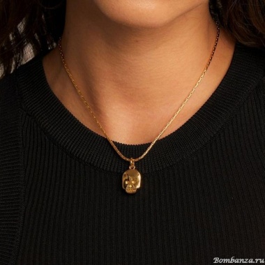 Колье VIDDA, Caribe, с австрийским кристаллом в форме черепа, VD22-01462 янтарный, 55см