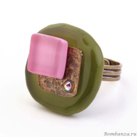 Кольцо Nathalie Borderie, NB5259/26 G зеленый розовый