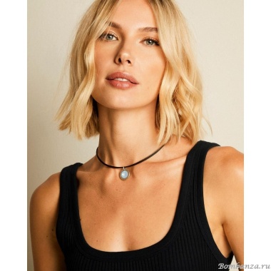 Колье VIDDA, Sweet, кожаное, с кристаллом Swarovski, VD24.1-01868 серый