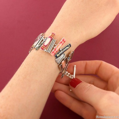 Браслет TARATATA, Romans, с цветной смолой и золотой краской, TT-H25-01302-10M серебристый Браслет TARATATA, Romans, с цветной смолой и золотой краской, TT-H25-01302-10M серебристый